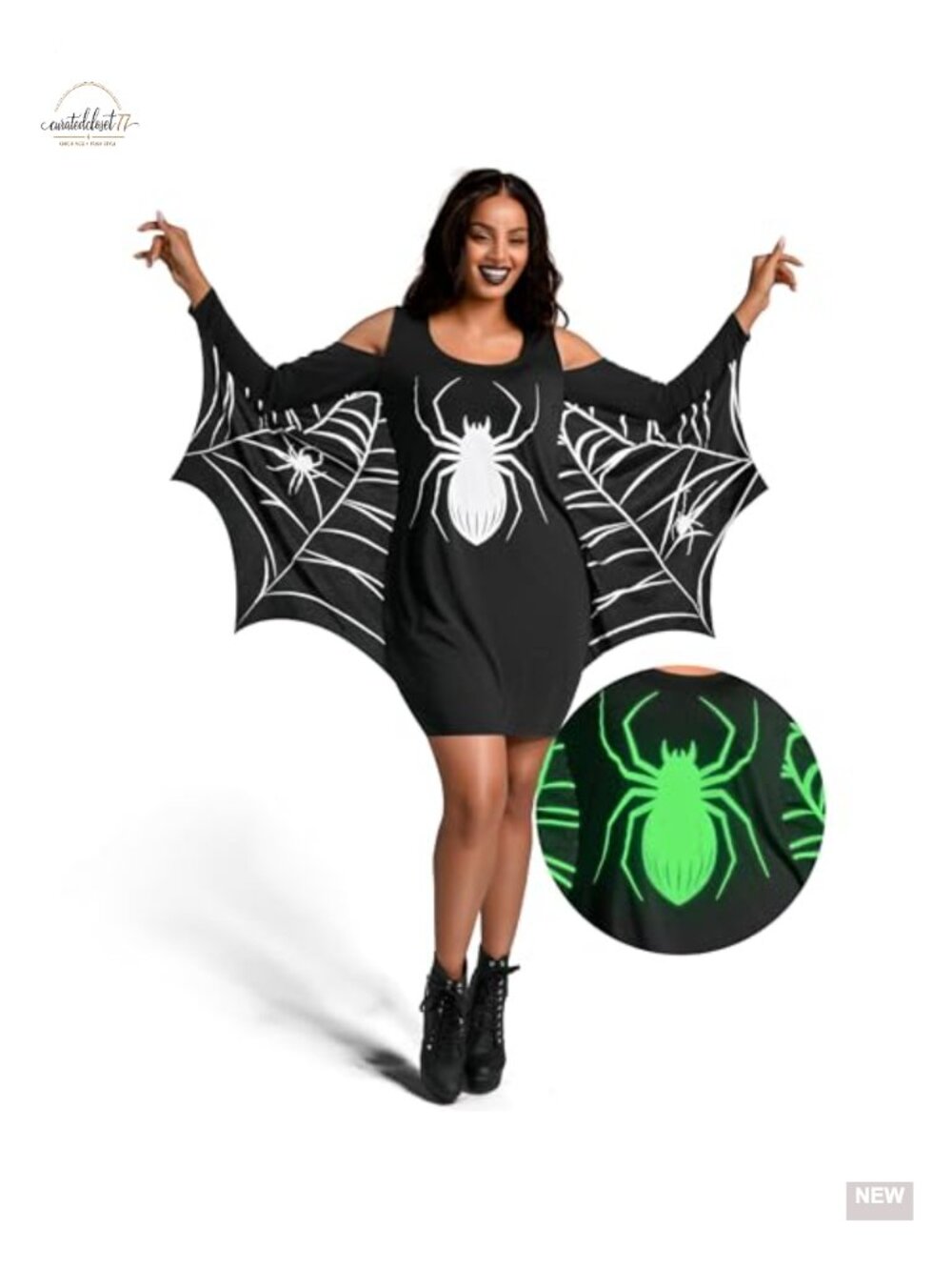 Spider Costume Women Long Sleeve Shirt Dress Halloween Cosplay Party